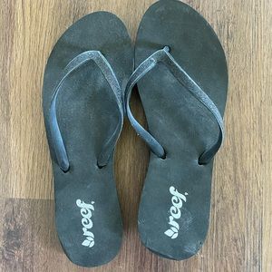 Reef Flip Flops Black with Black Glitter Straps